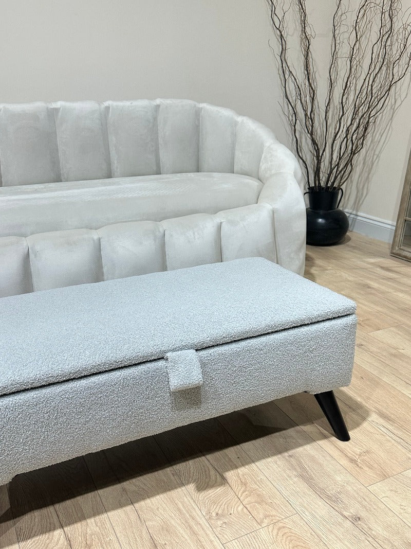 PREMIUM pale grey storage Bench seat coffee tableHandmade footstool