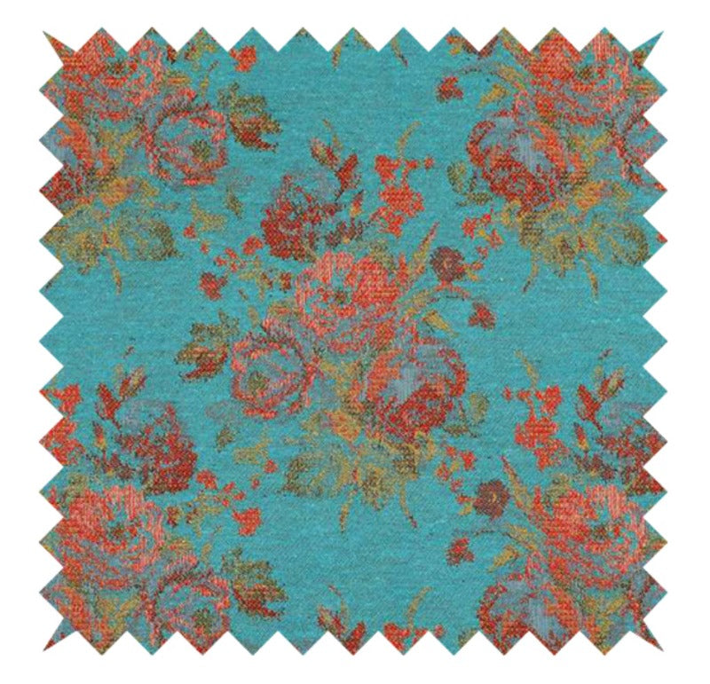 PREMIUM Teal Blue Floral Chenille