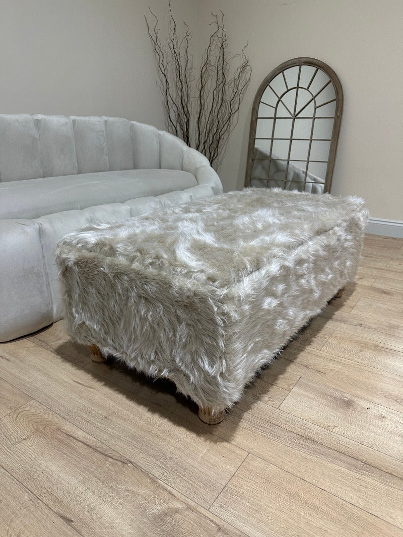 Tobi coffee table fluffy fabric Ottoman footstool