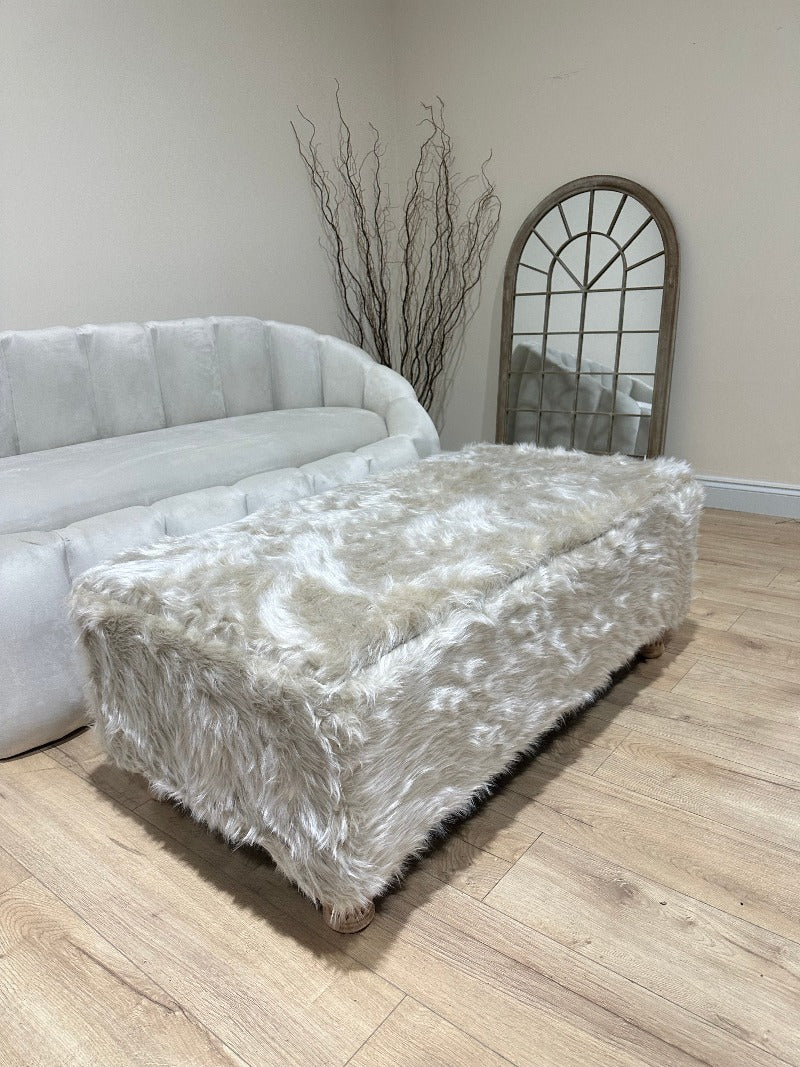 Tobi coffee table fluffy fabric Ottoman storage