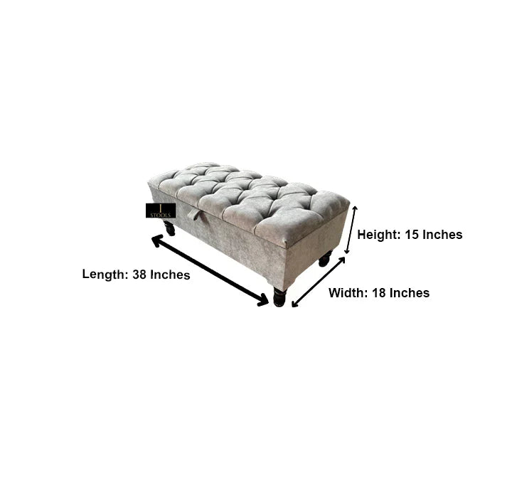 SIlver naples Ottoman Storage Bench, Silver Footstool Pouffe
