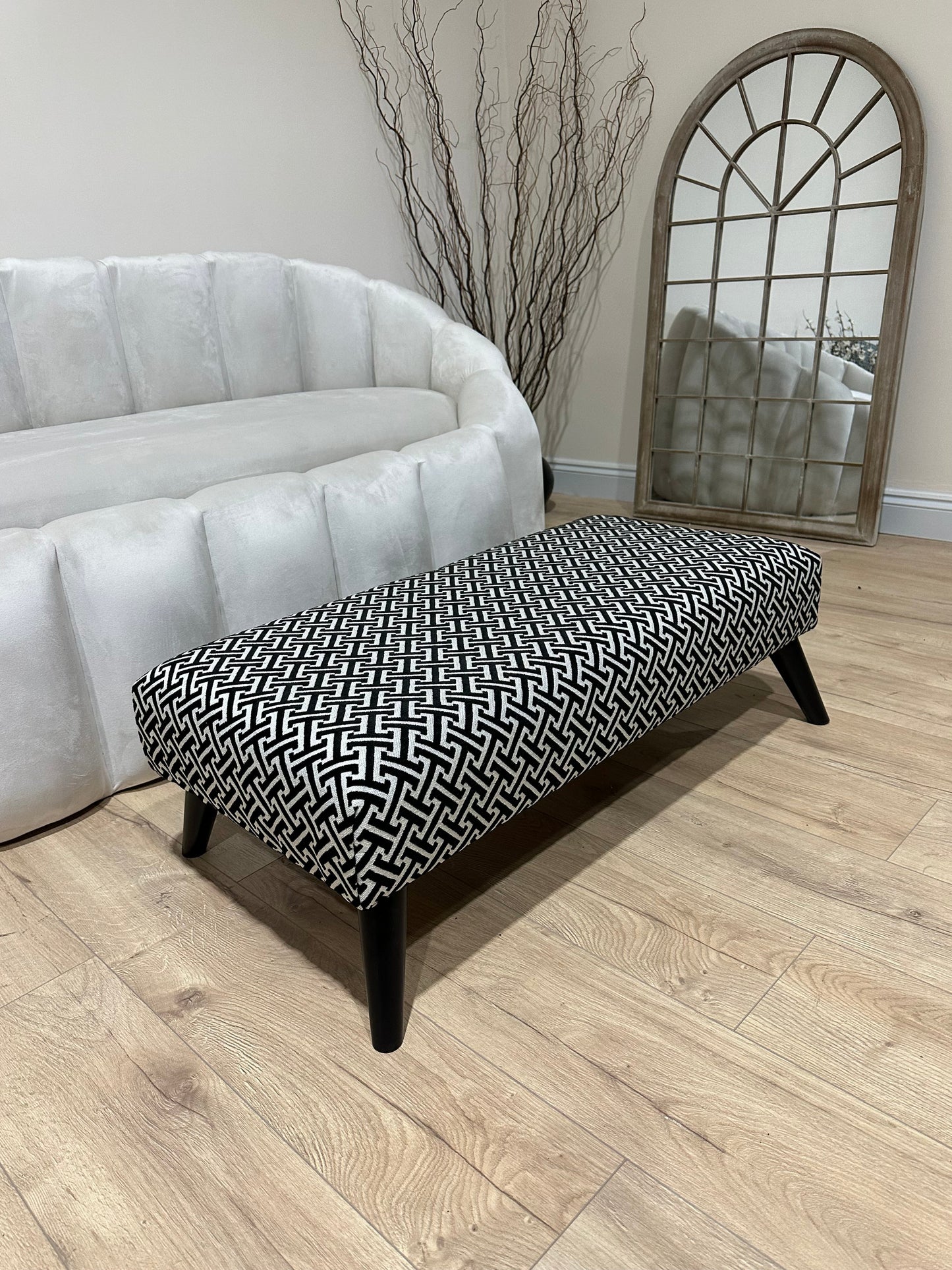 PREMIUM Eden embossed pattern Footstool window bay seat pouffe coffee table