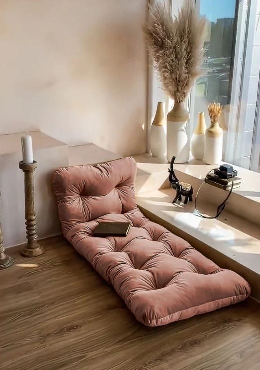 PEACH VELVET FLOOR SEATING