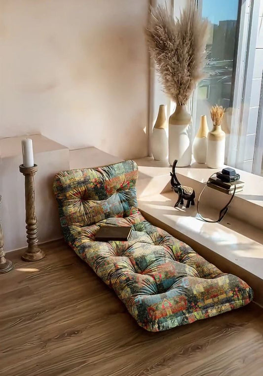 Pattern multicolour velvet floor seating