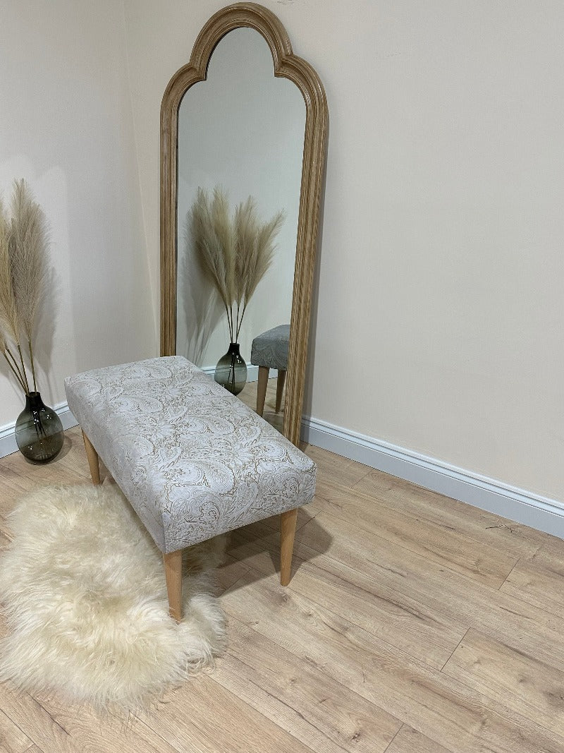 Premium floral patterned champagne Seating bench