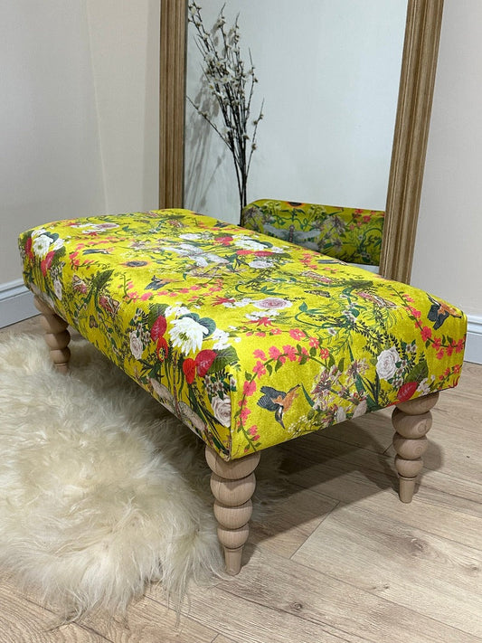 YELLOW Chesterfield Ottoman footstool