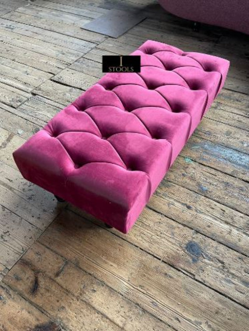 Maroon Chesterfield Ottoman footstool