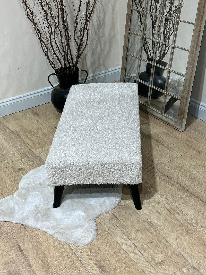 Premium teddy bear fluffy creamy white plain Handmade footstool