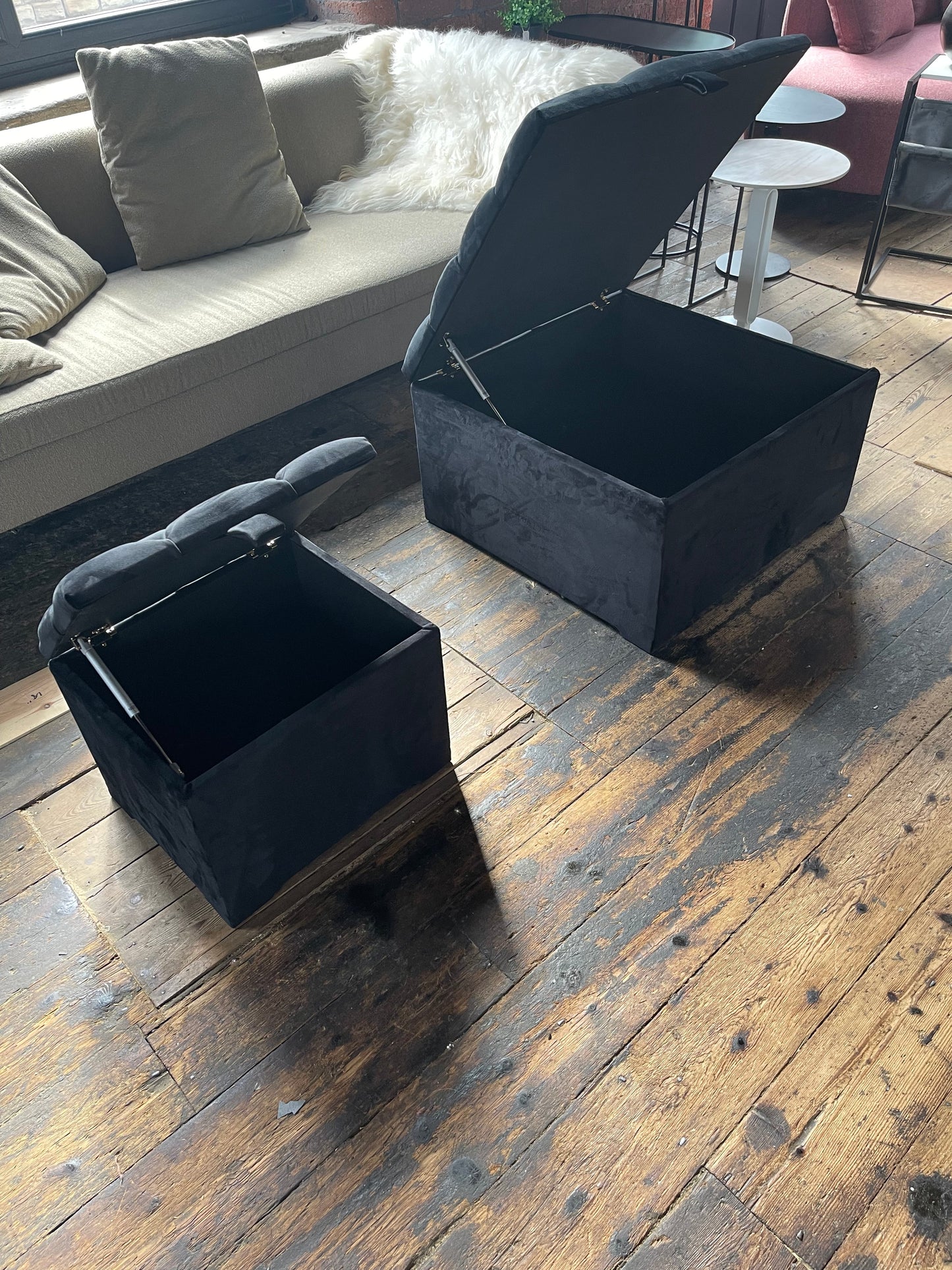 Black Small coffee table Storage Box | Black Small Ottoman | side table footstool