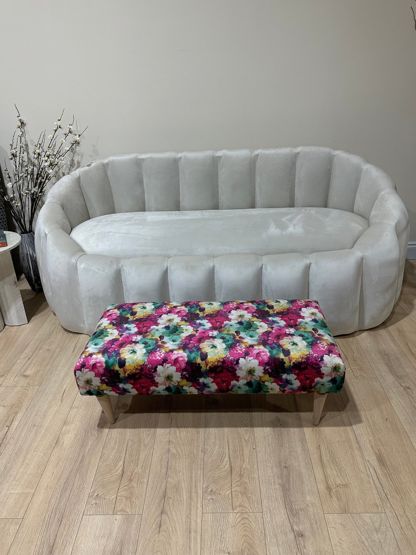 PREMIUM Belle floral printed Footstool window bay seat pouffe coffee table