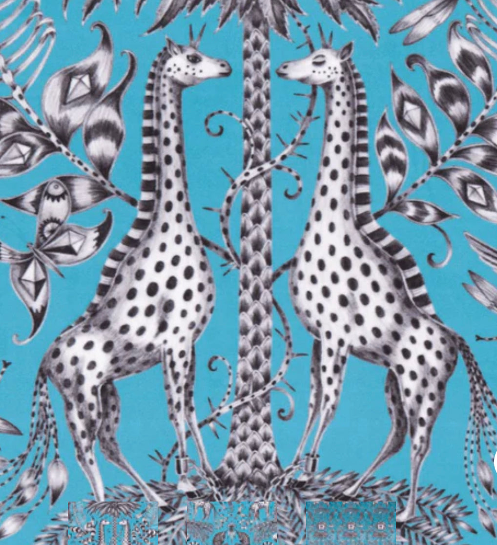 Safari animal teal blue floral floor seating