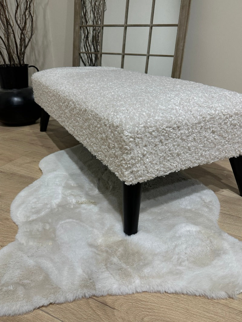 Premium teddy bear fluffy creamy white plain Ottoman seat