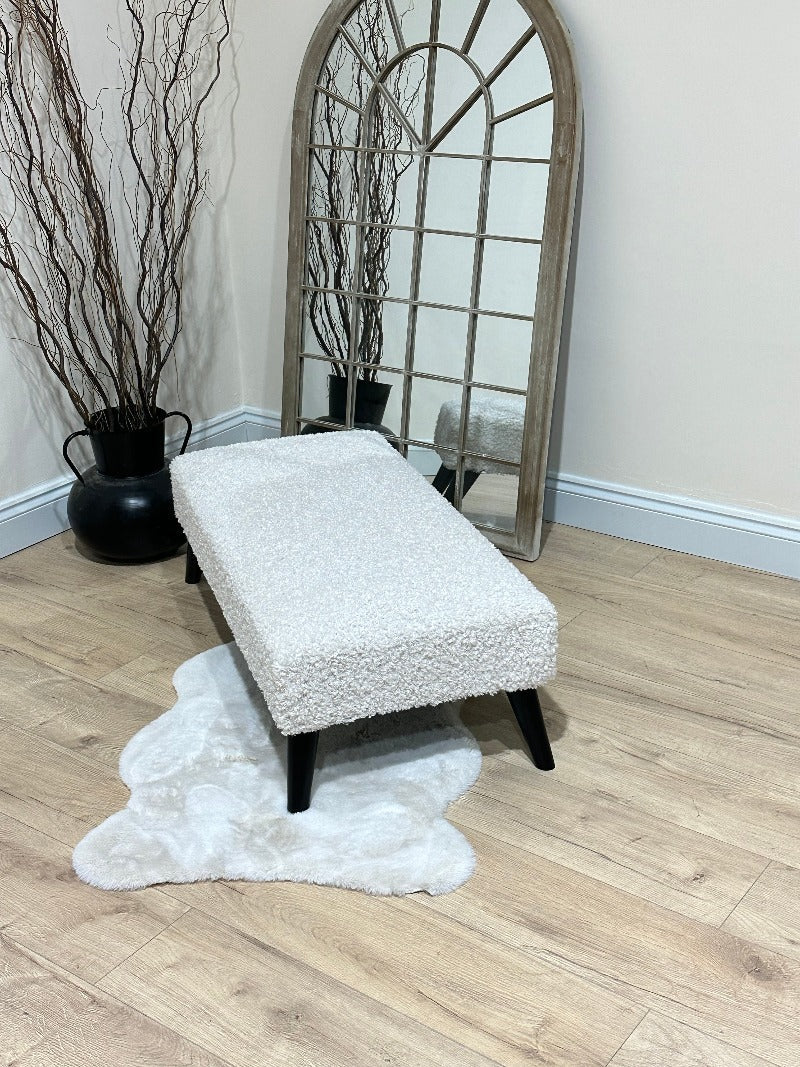Premium teddy bear fluffy creamy white plain Ottoman footstool