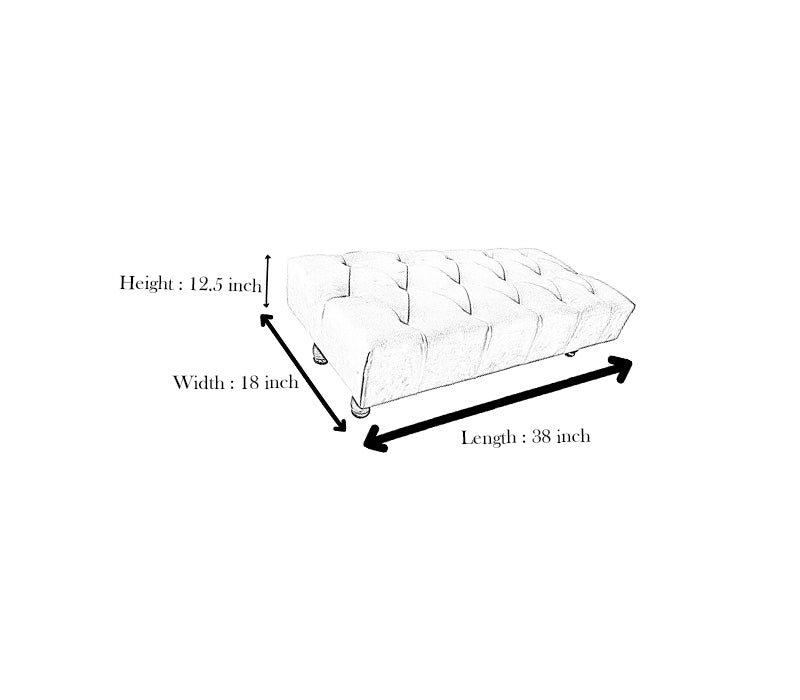 Silver Chesterfield Footstool | Light Grey Velvet Footstool | Light Grey Pouffe
