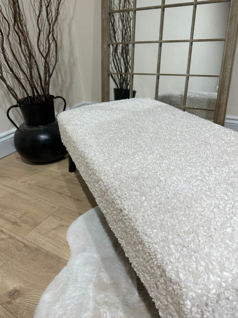 Premium teddy bear fluffy creamy white plain Footstool