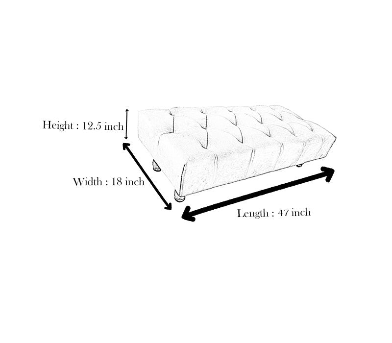 Silver Chesterfield Footstool | Light Grey Velvet Footstool | Light Grey Pouffe