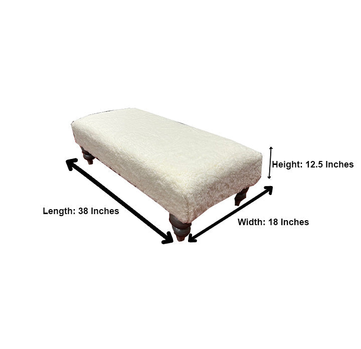 Premium Luxury Footstool with Cozy fur| off white Creamy Footstool Bench