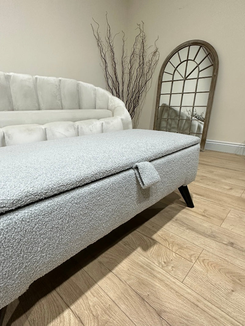PREMIUM pale grey storage Bench seat coffee tableOttoman seat