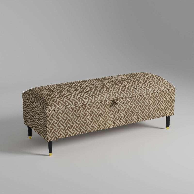 Bloc pattern geometry brown Ottoman footstool