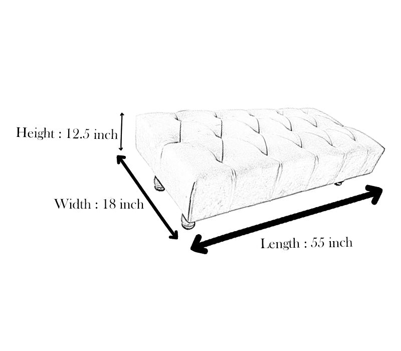 Silver Chesterfield Footstool | Light Grey Velvet Footstool | Light Grey Pouffe