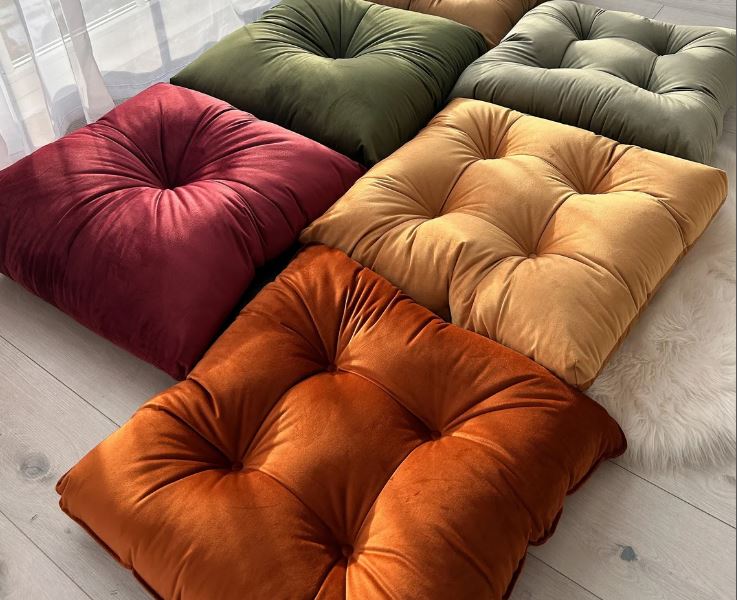 Small Velvet multicolour floor cushion set in multiple colors