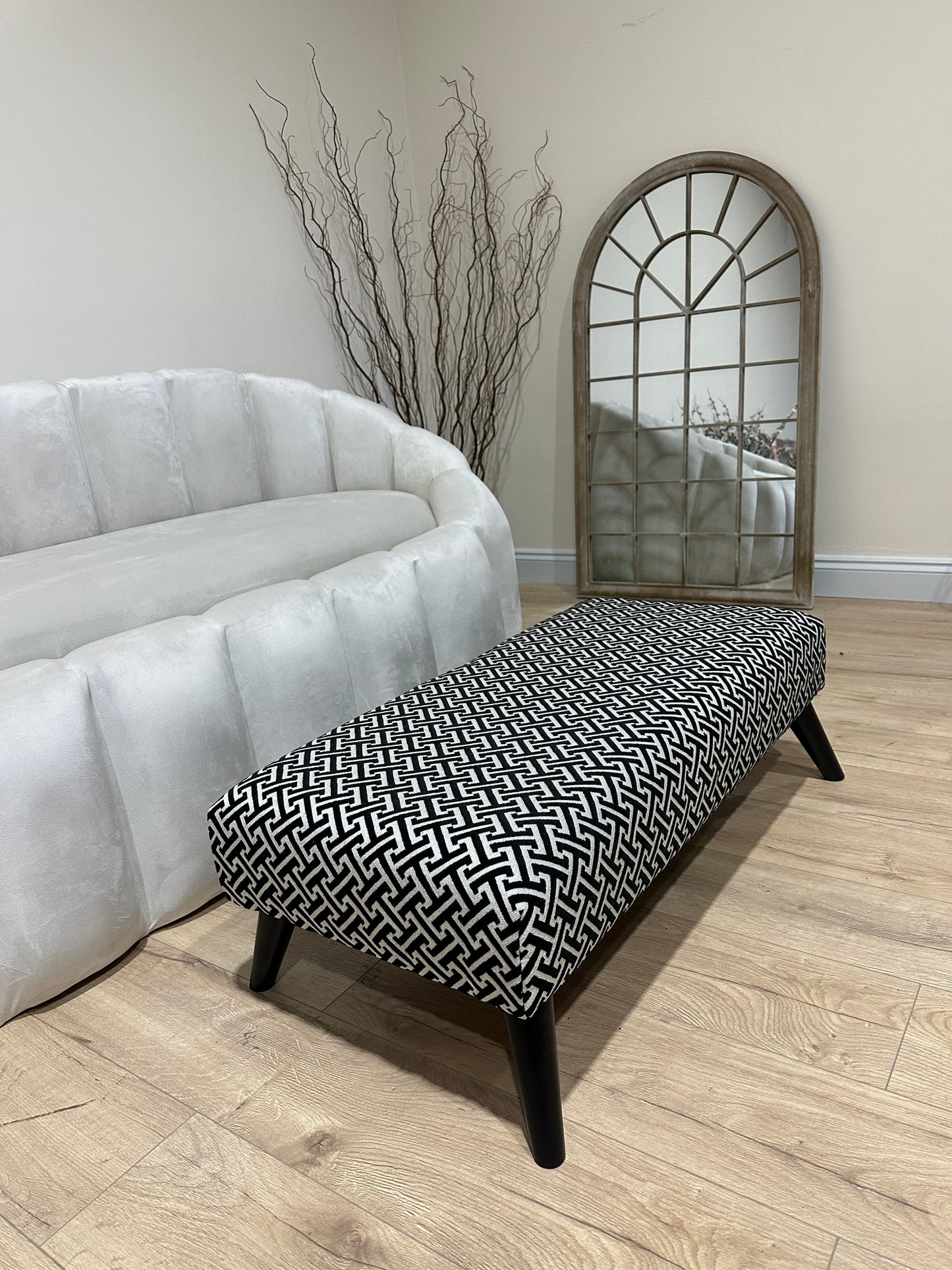 PREMIUM Eden embossed pattern Footstool window bay seat pouffe coffee table