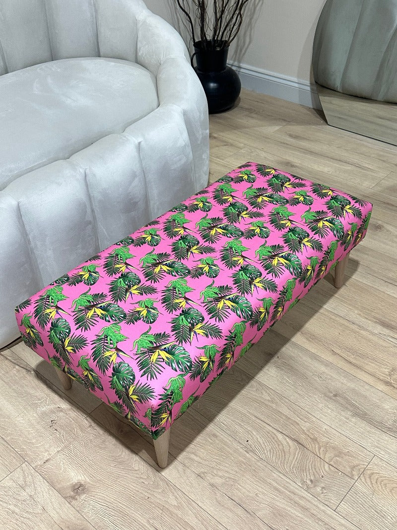 Premium pink floral Ottoman seat