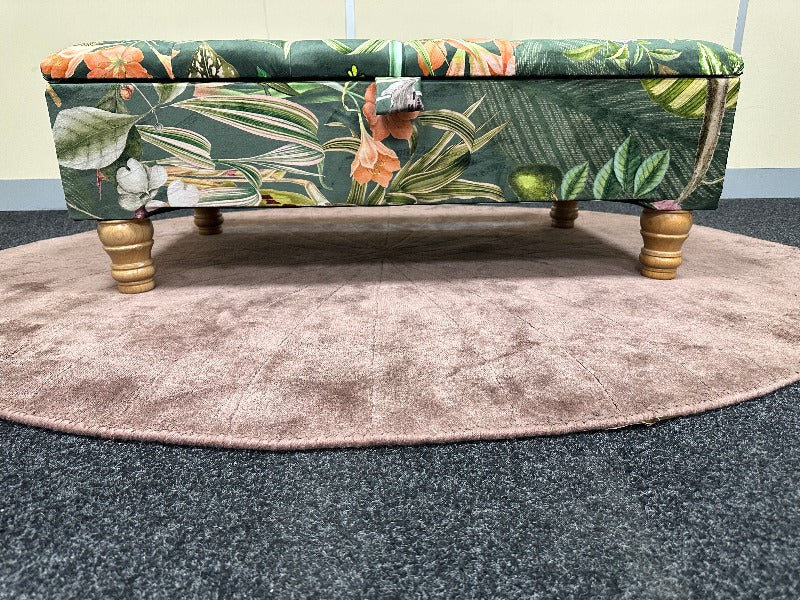 PREMIUM Green Floral Soft Vevet Ottoman seat
