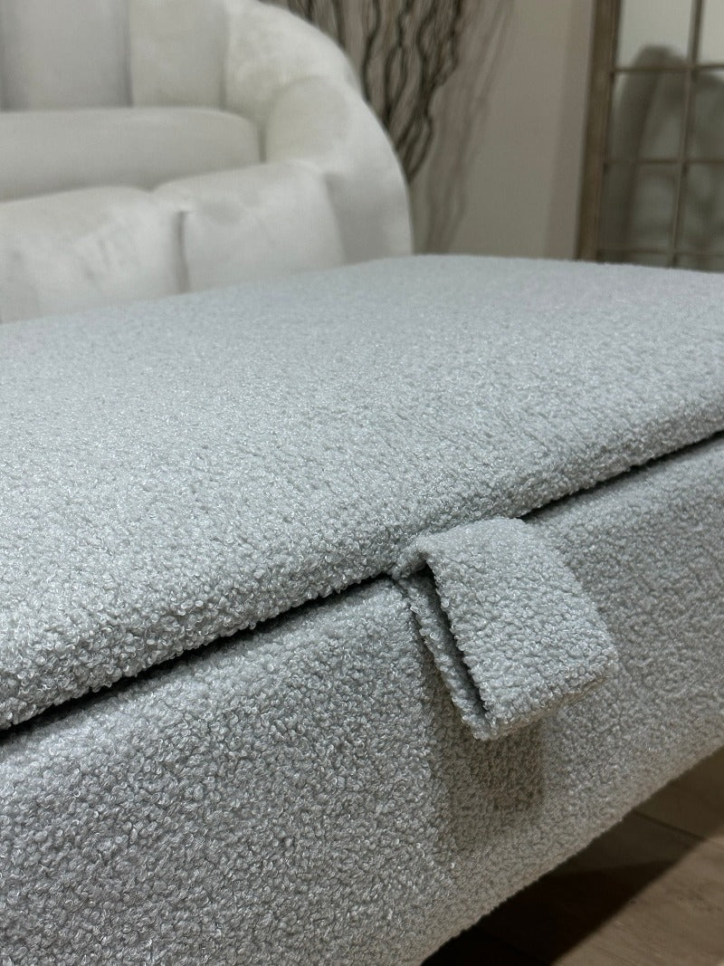 PREMIUM pale grey storage Bench seat coffee tableOttoman seat