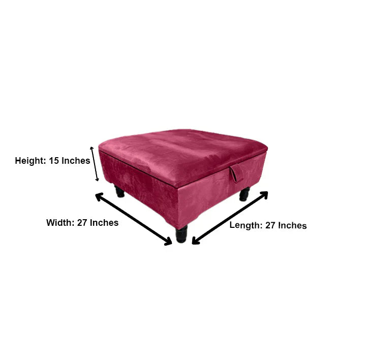 Maroon Square Plain Ottoman Storage | Red Foot Rest For Living Room