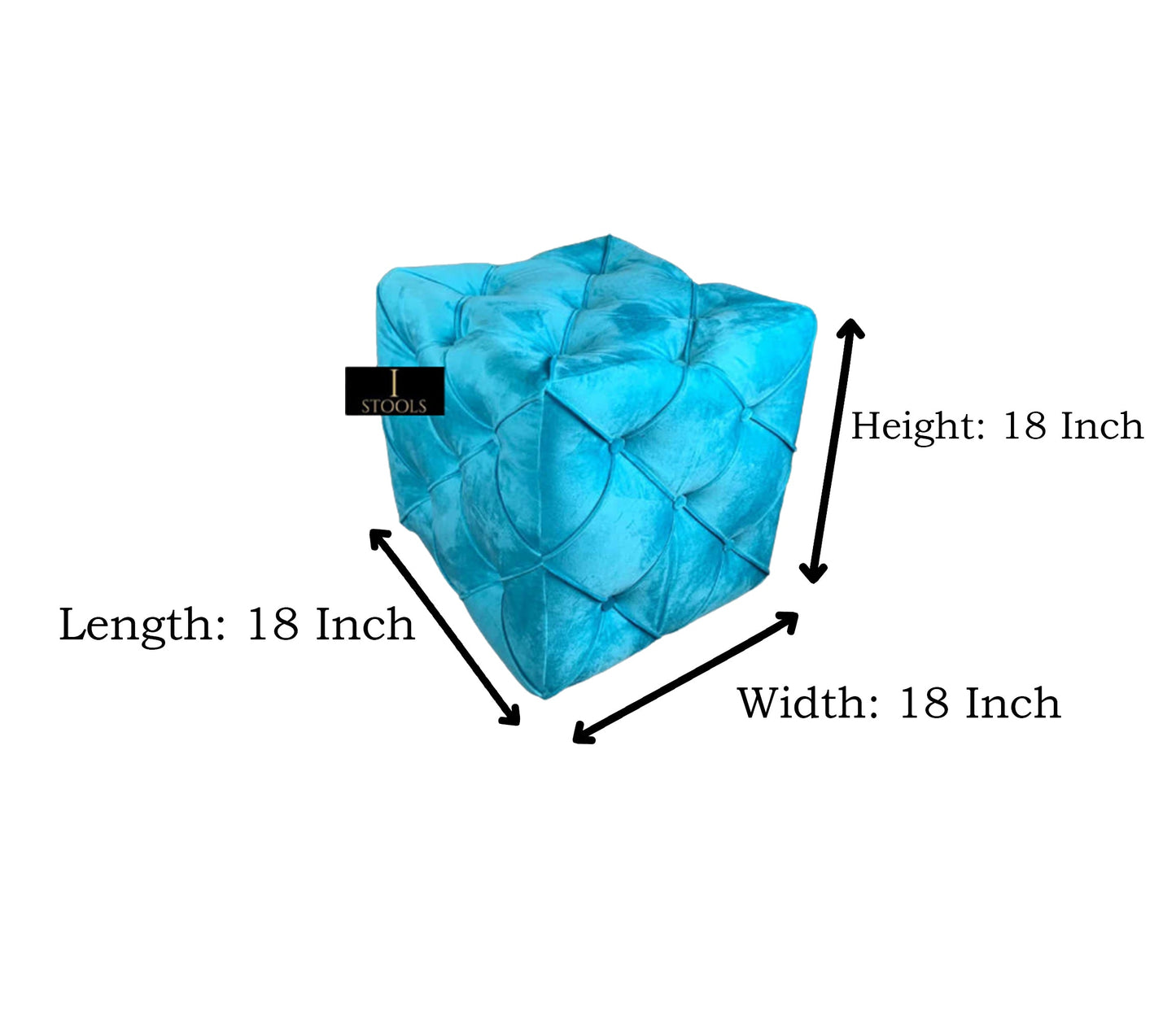 Aqua Square Ottoman Cube | Square Cube Ottoman UK | Deep Buttoned Fabric Coffee Table