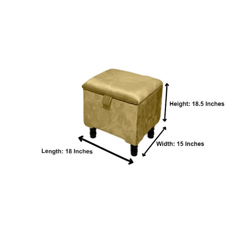 Mustard Gold Small Plain Storage Box | Small Gold Footrest UK | Gold Ottoman Stool with Storage