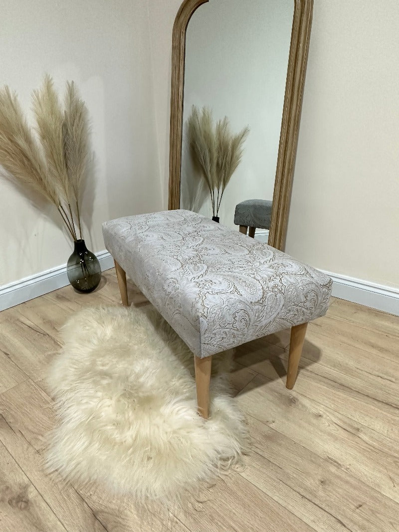 Premium floral patterned champagne Ottoman seat