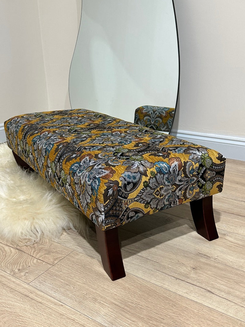 PREMIUM MUSTARD FOLD FLORAL Ottoman footstool