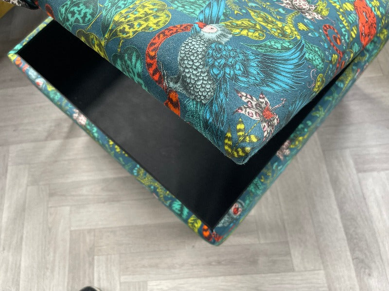 PREMIUM Satin Green Floral Ottoman seat