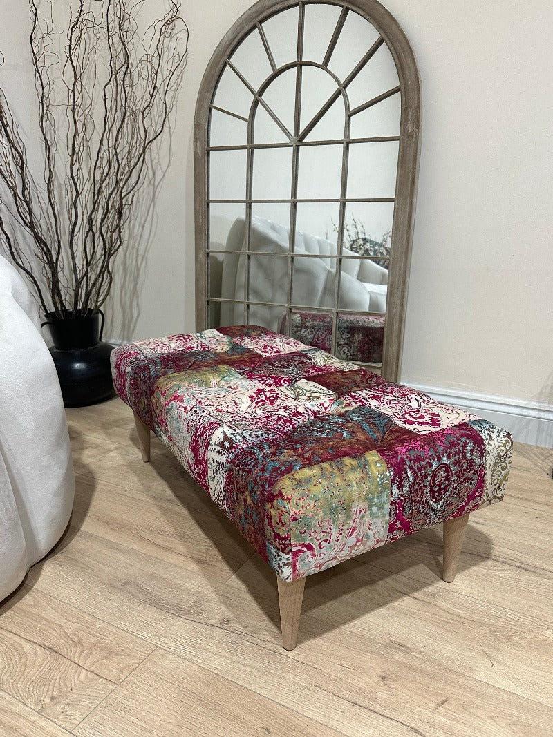 PREMIUM Elle PRINTED PATTERN FABRIC FOOTSTOOL POUFFE Ottoman seat