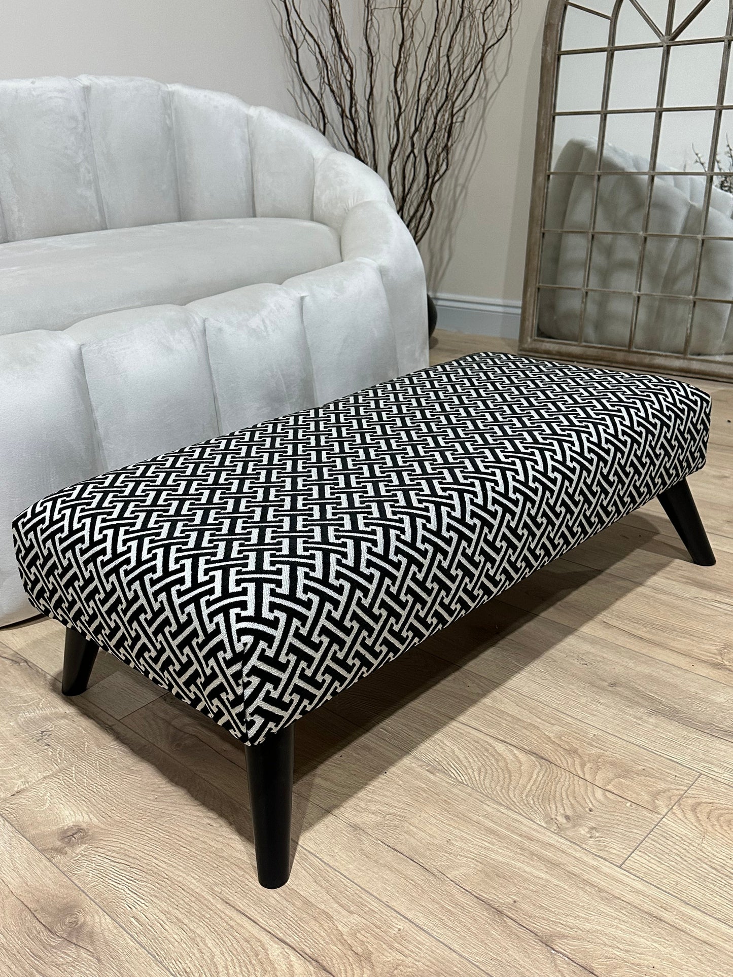 PREMIUM Eden embossed pattern Footstool window bay seat pouffe coffee table