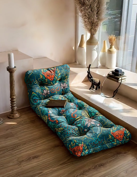 Amazon green print floor seating