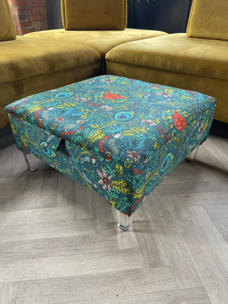 PREMIUM Satin Green Floral Footrest