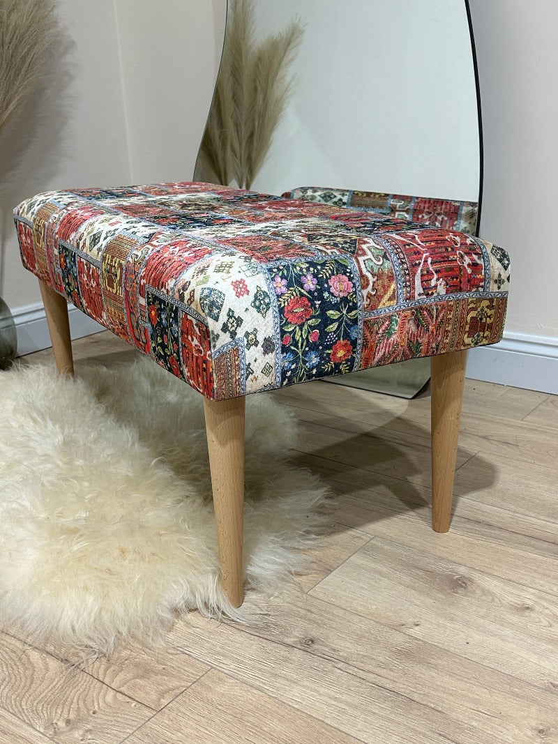 PREMIUM PRINTED PATTERN FABRIC Footstool