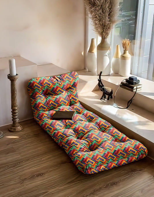 Fluid muticolour velvet floor seating