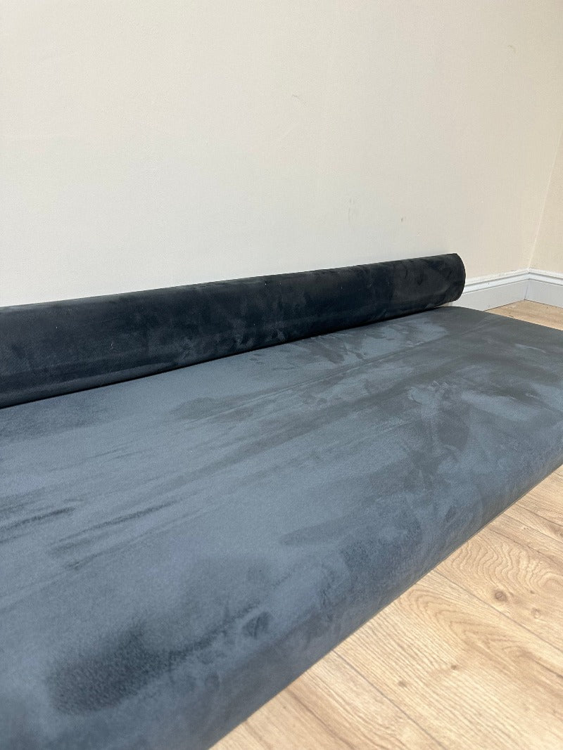 measure window bay seat with back. Grey velvet