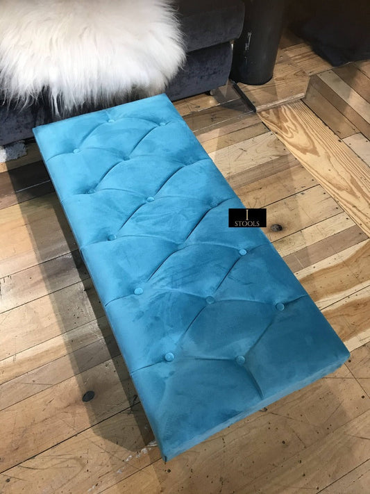 Aqua Chesterfield Ottoman footstool