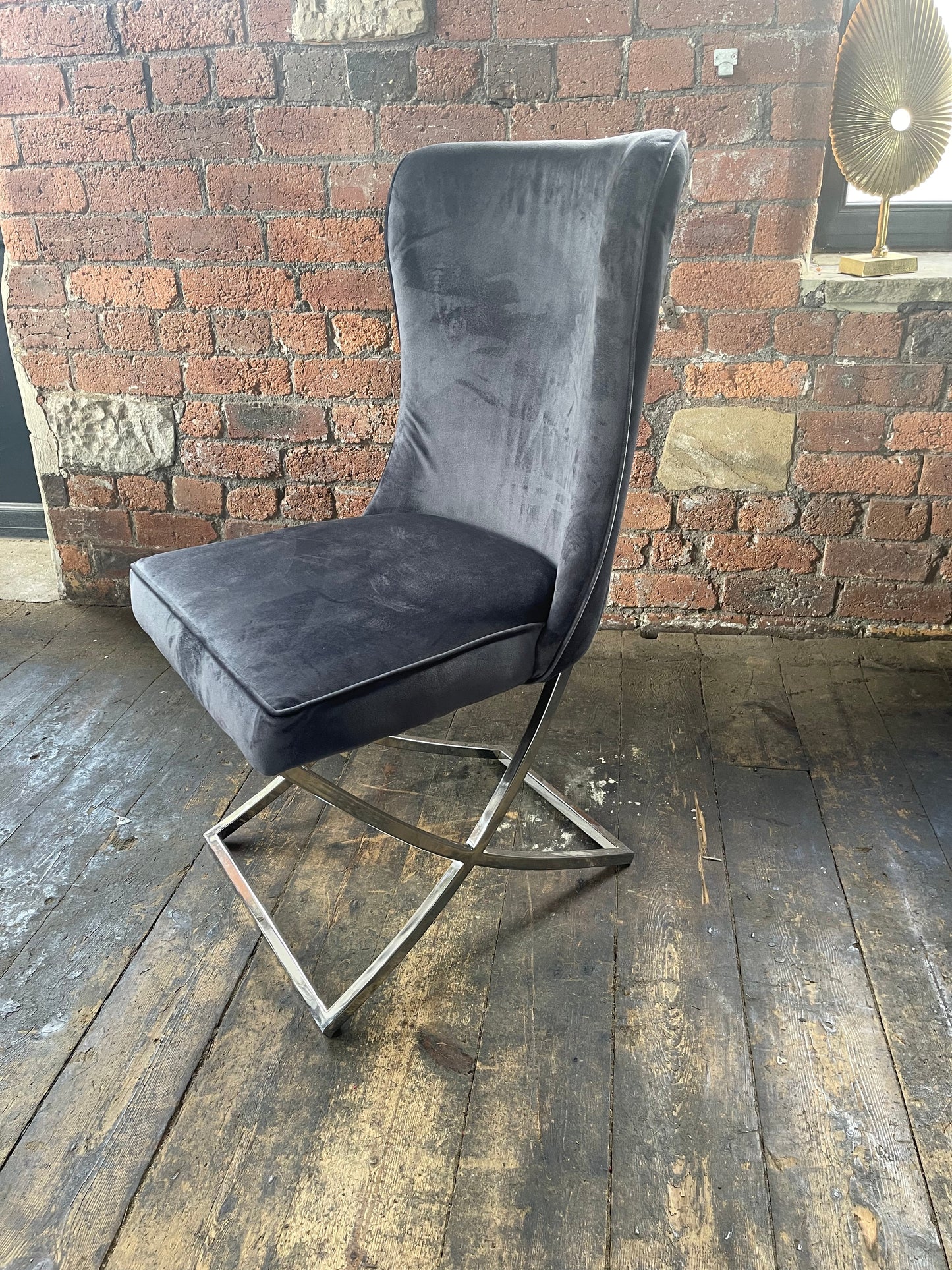 Curved Back Dark Grey Dining Room Chair