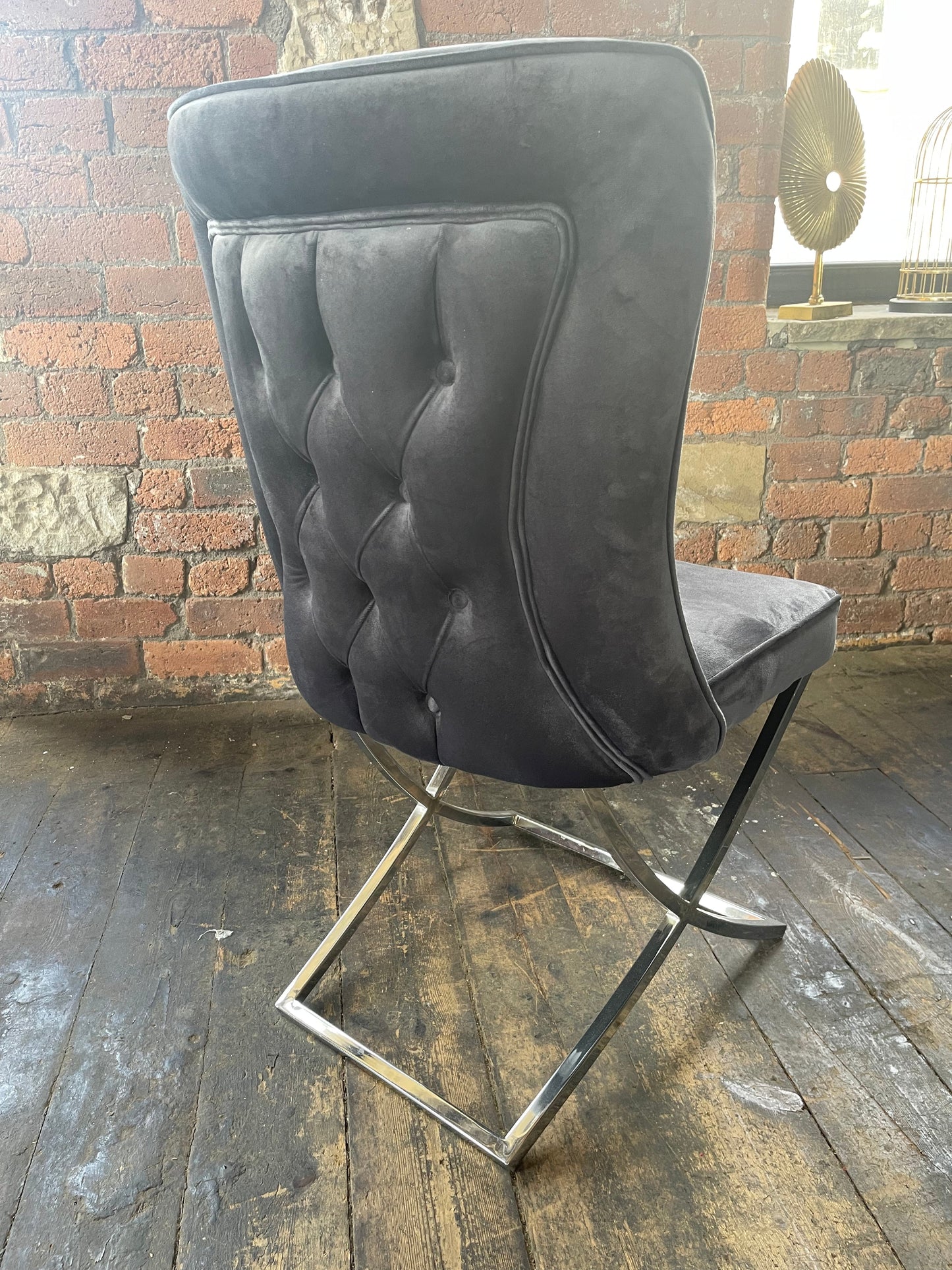 Curved Back Dark Grey Dining Room Chair
