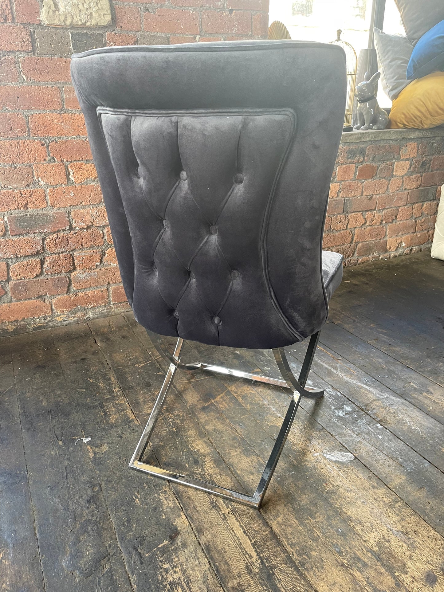 Curved Back Dark Grey Dining Room Chair