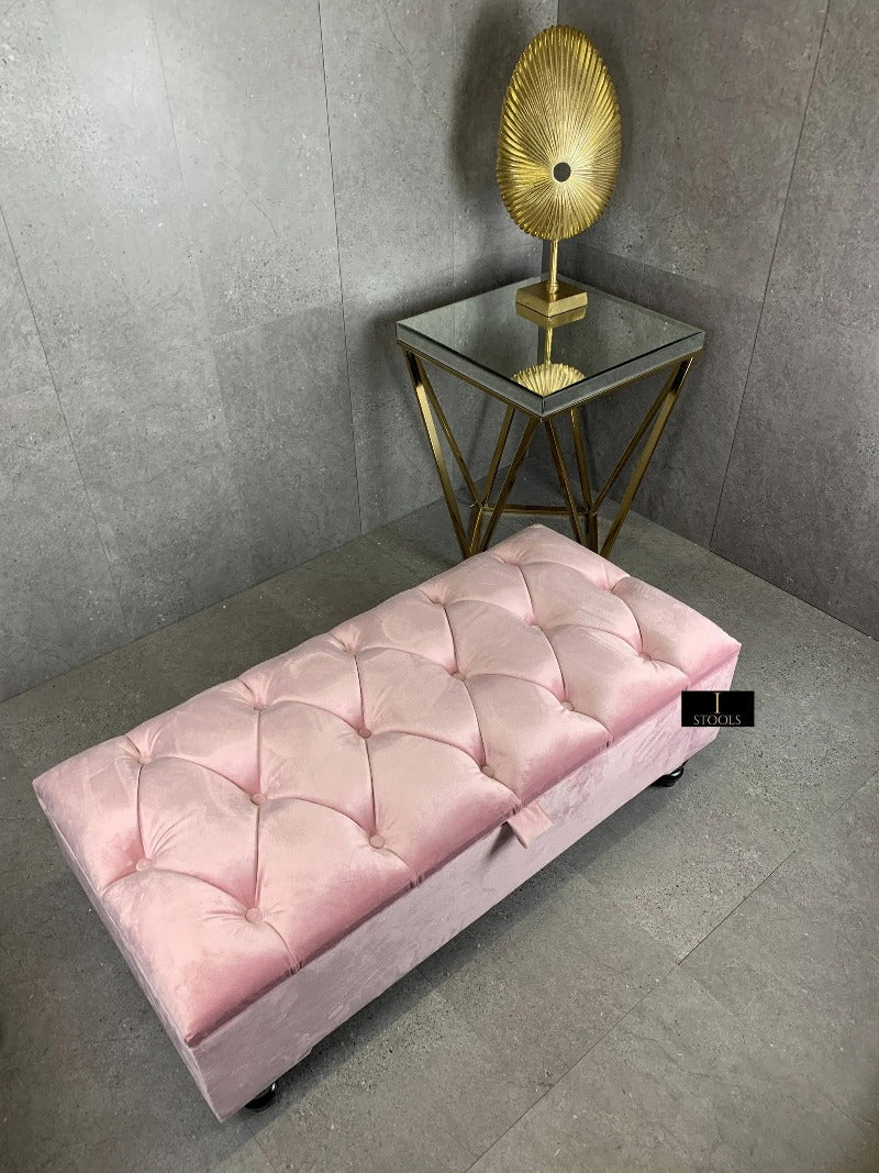 Rectangle chesterfield buttoned Storage Bench coffee table footstool