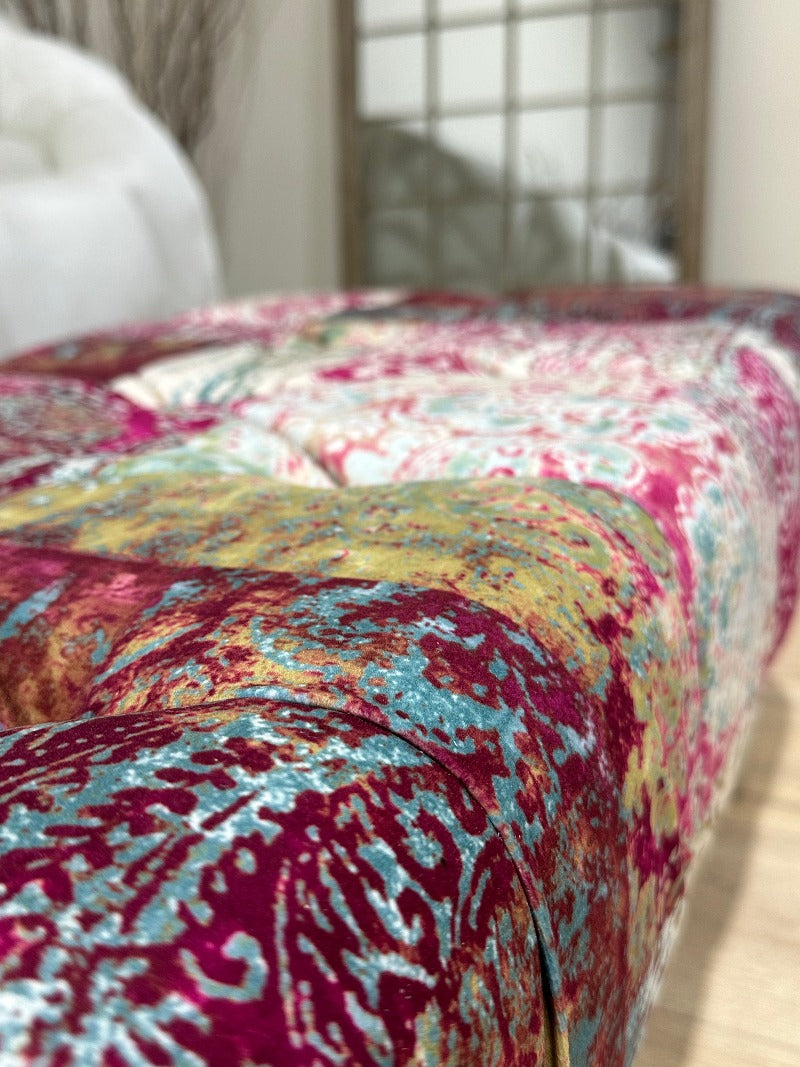 PREMIUM Elle PRINTED PATTERN FABRIC FOOTSTOOL POUFFE Ottoman seat