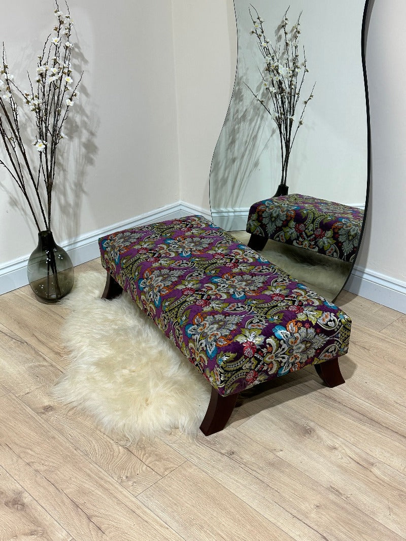 PREMIUM PURPLE FLORAL Footstool