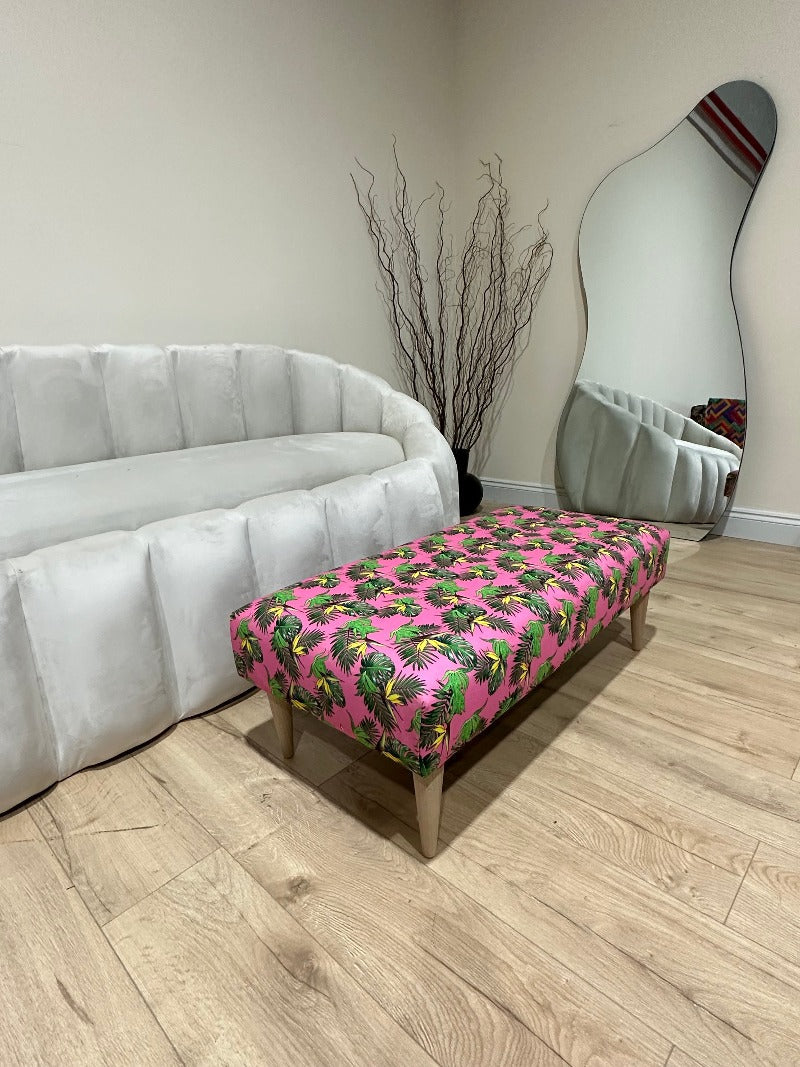 Premium pink floral Footstool